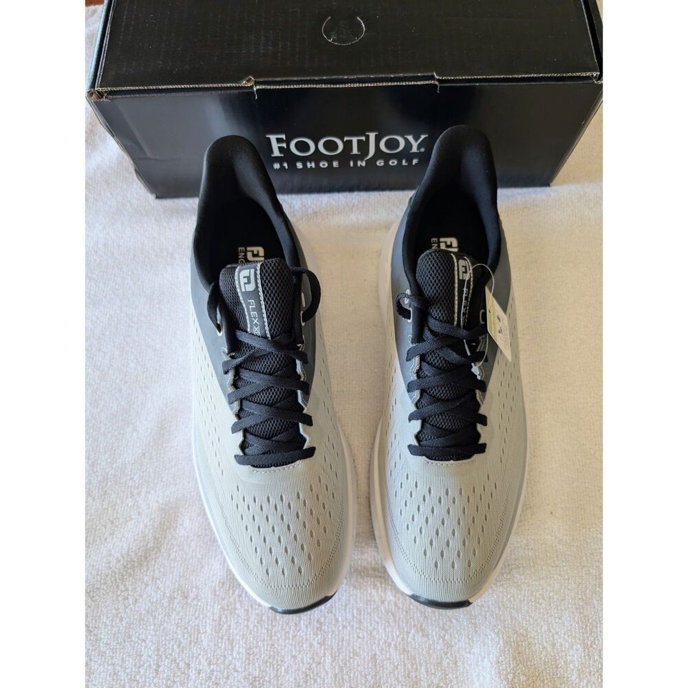 FootJoy FJ Flex XP Men 9.5W Gray Spikeless Waterproof Golf Shoes NIB
